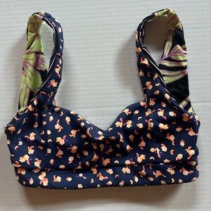 Maaji reversible bikini top stripes floral hook back sz XS